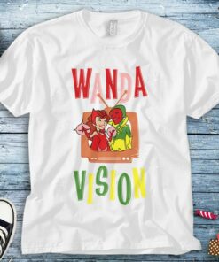 Marvel WandaVision Wanda & Vision Retro TV Artwork T-Shirt Unisex Adult T-shirt Kid Shirt Long Sleeve Hoodie Sweatshirt Women's Tank