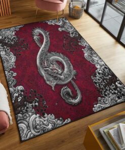 Melody Modern Rugs, Dragon Music Art Rug, Dragon Area Rug, Dragon Themed Rugs, Gift For Dragon Lovers, Personalized Rug, Carpet For Living Room, Bedding Room Home Decor DG160
