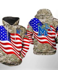 Memphis Tigers Ncaa Us Flag Camo Veteran 3D All Over Print Hoodie, Zip-Up Hoodie