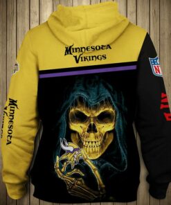 Men's Minnesota Vikings Hoodies 3D Skull Sweathsirt Long Sleeve Gifts for Fans