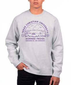 Men's Uscape Apparel Heathered Gray TCU Horned Frogs Premium Fleece Crew Neck Sweatshirt