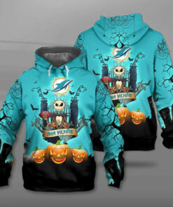 Miami Dolphins Halloween Costume Hoodies Jack Skellington 3D Graphic Gifts for Fans