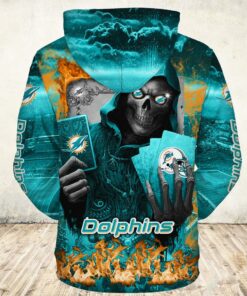 Miami Dolphins Hoodie Mens Halloween Death Card Gifts for Fans