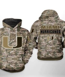 Miami Hurricanes Camo Veteran 3D All Over Print Zip Hoodie Gifts For Ncaa Fans