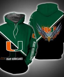 Miami Hurricanes Fire Eagle College Baseball Apparel 3D All Over Print Zip Hoodie Gifts For Ncaa Fans