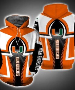 Miami Hurricanes Logo Football 3D All Over Print Zip Hoodie Gifts For Ncaa Fans