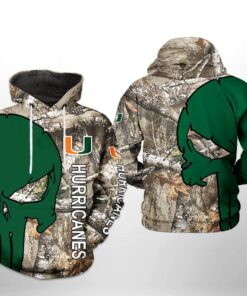 Miami Hurricanes Ncaa Camo Veteran Hunting 3D All Over Print Hoodie, Zip-Up Hoodie