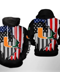 Miami Hurricanes Ncaa Us Flag 3D All Over Print Hoodie, Zip-Up Hoodie