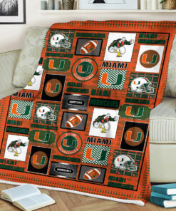 Miami Hurricanes Sherpa Fleece Blanket Gifts for NCAA Fans
