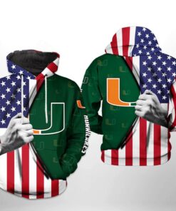 Miami Hurricanes Us Flag 3D All Over Print Zip Hoodie Gifts For Ncaa Fans