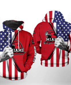 Miami Redhawks Ncaa Us Flag 3D All Over Print Hoodie, Zip-Up Hoodie