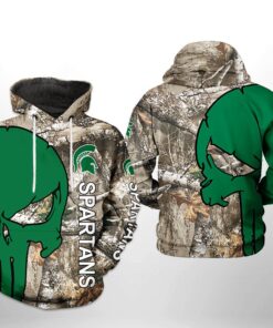 Michigan State Spartans Ncaa Camo Veteran Hunting 3D All Over Print Hoodie, Zip-Up Hoodie