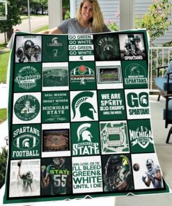 Michigan State Spartans Sherpa Fleece Blanket Gifts for NCAA Fans