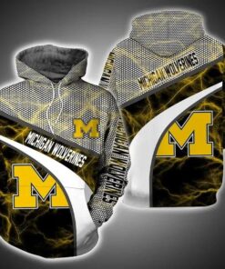 Michigan Wolverines Armor Thunder 3D All Over Print Zip Hoodie Gifts For Ncaa Fans