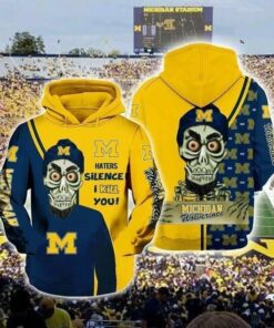 Michigan Wolverines Skull Haters Silence I Kill You 3D All Over Print Zip Hoodie Gifts For Ncaa Fans