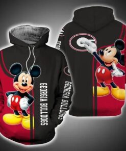 Mickey Mouse Paints Logo Georgia Bulldogs 3D All Over Print Zip Hoodie Gifts For Ncaa Fans