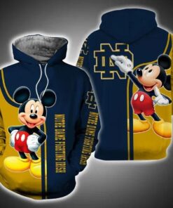 Mickey Mouse Paints Logo Notre Dame Fighting Irish 3D All Over Print Zip Hoodie Gifts For Ncaa Fans