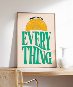 Mindset Is Everything Motivational Quote Aesthetic Vintage 70s Poster Wall Art Canvas Prints