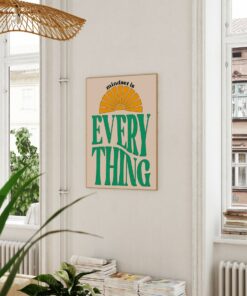 Mindset Is Everything Motivational Quote Aesthetic Vintage 70s Poster Wall Art Canvas Prints