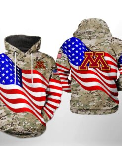 Minnesota Golden Gophers Ncaa Us Flag Camo Veteran 3D All Over Print Hoodie, Zip-Up Hoodie