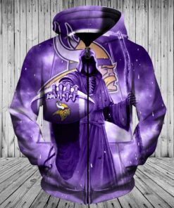 Minnesota Vikings Men's Hoodie 3D Death Skull Hoodies Gifts for Fans