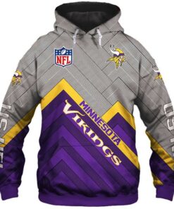 Minnesota Vikings Zip Up Hoodies 3D Sweathsirt Long Sleeve Gifts for Fans