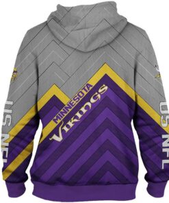 Minnesota Vikings Zip Up Hoodies 3D Sweathsirt Long Sleeve Gifts for Fans
