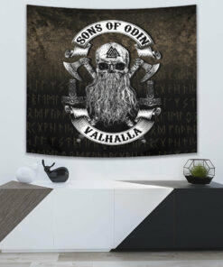 Mjolnir Hammer of Thor Runes Tapestry for Wall Décor