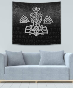 Mjolnir and Valknut Tapestry for Wall Décor