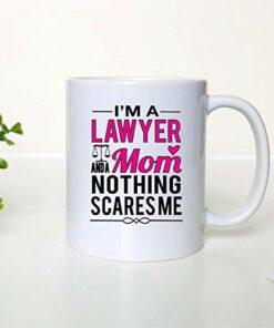 Mother Day Mug, I'm A Lawyer And A Mom Nothing Scares Me Mug, Gifts For Mom Lawyer Mom From Daughter Son For First Mother's Day Mug