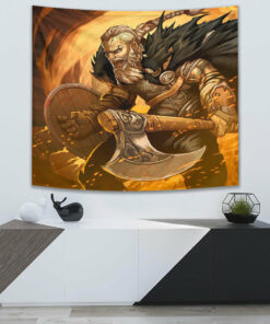 Motorcycle Viking Ride Until Valhalla Rider Tapestry for Wall Décor