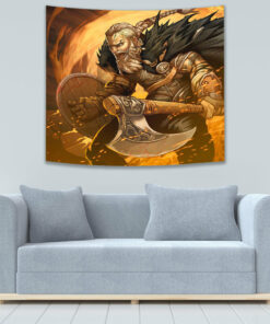 Motorcycle Viking Ride Until Valhalla Rider Tapestry for Wall Décor