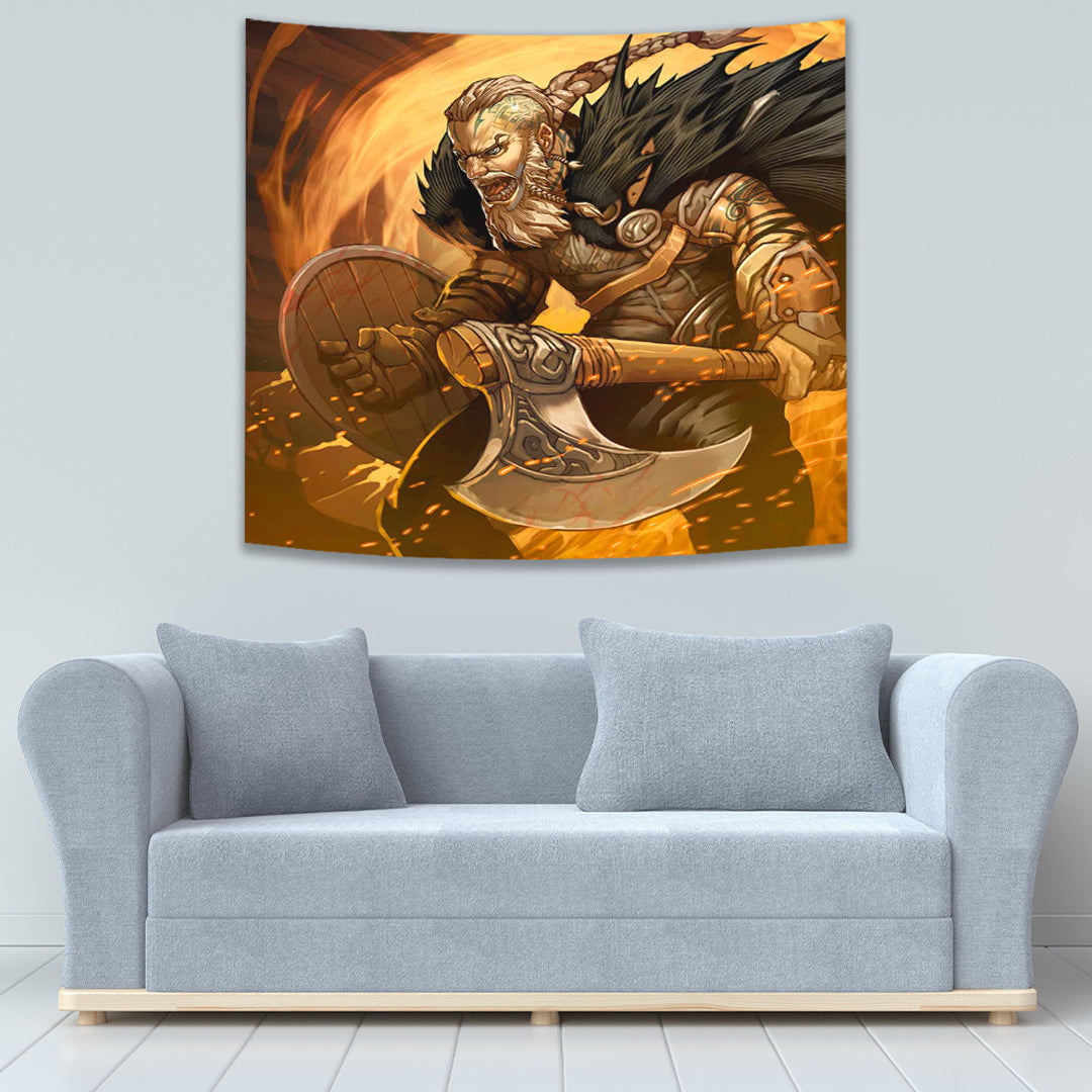 Motorcycle Viking Ride Until Valhalla Rider Tapestry for Wall Décor