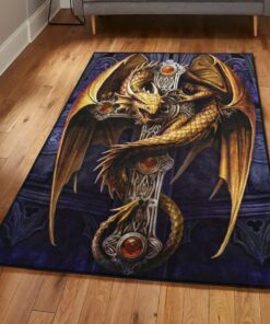 Mythical Creature Art Deco Rug, Dragon Rug, Dragon Area Rug, Dragon Themed Rugs, Gift For Dragon Lovers, Personalized Rug, Carpet For Living Room, Bedding Room Home Decor DG92
