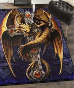 Mythical Creature Art Deco Rug, Dragon Rug, Dragon Area Rug, Dragon Themed Rugs, Gift For Dragon Lovers, Personalized Rug, Carpet For Living Room, Bedding Room Home Decor DG92