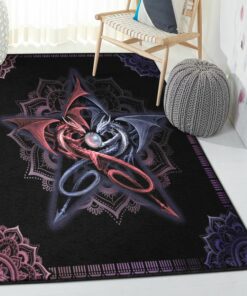 Mythical Creature Bedroom Rugs, Pentagram Dragon Rug, Dragon Area Rug, Dragon Themed Rugs, Gift For Dragon Lovers, Personalized Rug, Carpet For Living Room, Bedding Room Home Decor DG118