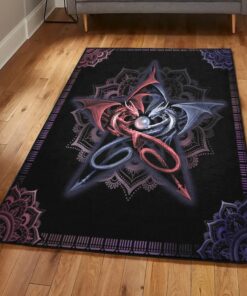 Mythical Creature Bedroom Rugs, Pentagram Dragon Rug, Dragon Area Rug, Dragon Themed Rugs, Gift For Dragon Lovers, Personalized Rug, Carpet For Living Room, Bedding Room Home Decor DG118
