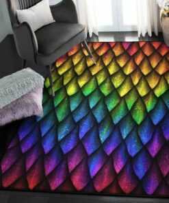 Mythical Creature Dining Room Rug, Rainbow Dragon Scales Rug, Dragon Area Rug, Dragon Themed Rugs, Gift For Dragon Lovers, Personalized Rug, Carpet For Living Room, Bedding Room Home Decor DG120
