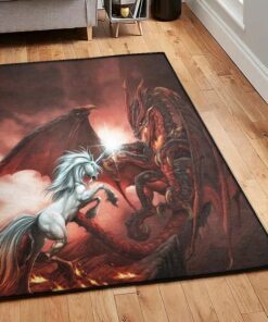 Mythical Creature Dining Room Rug, Unicorn Dragon Rug, Dragon Area Rug, Dragon Themed Rugs, Gift For Dragon Lovers, Personalized Rug, Carpet For Living Room, Bedding Room Home Decor DG91