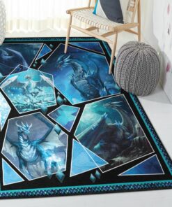 Mythical Creature Living Room Rugs, Ice Dragon Rug, Dragon Area Rug, Dragon Themed Rugs, Gift For Dragon Lovers, Personalized Rug, Carpet For Living Room, Bedding Room Home Decor DG99