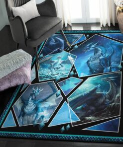 Mythical Creature Living Room Rugs, Ice Dragon Rug, Dragon Area Rug, Dragon Themed Rugs, Gift For Dragon Lovers, Personalized Rug, Carpet For Living Room, Bedding Room Home Decor DG99