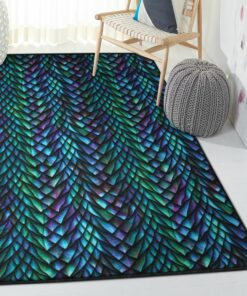Mythical Creature Modern Area Rugs, Turquoise Dragon Scales Rug, Dragon Area Rug, Dragon Themed Rugs, Gift For Dragon Lovers, Personalized Rug, Carpet For Living Room, Bedding Room Home Decor DG165