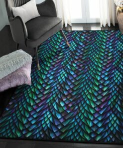 Mythical Creature Modern Area Rugs, Turquoise Dragon Scales Rug, Dragon Area Rug, Dragon Themed Rugs, Gift For Dragon Lovers, Personalized Rug, Carpet For Living Room, Bedding Room Home Decor DG165