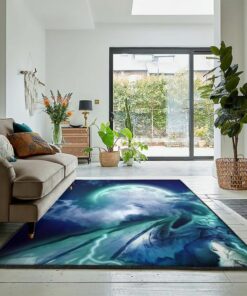 Mythical Creature Outdoor Carpet, Moonsong Dragon Wolf Rug, Dragon Area Rug, Dragon Themed Rugs, Gift For Dragon Lovers, Personalized Rug, Carpet For Living Room, Bedding Room Home Decor DG172