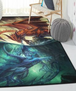 Mythical Creature Washable Area Rugs, Blue Dragon Orange Dragon Rug, Dragon Area Rug, Dragon Themed Rugs, Gift For Dragon Lovers, Rug, Carpet For Living Room, Bedding Room Home Decor DG123