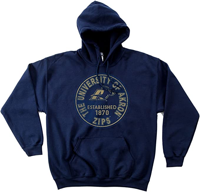 NCAA Akron Zips 50/50 Blended 8-Ounce Vintage Circle Hooded Sweatshirt