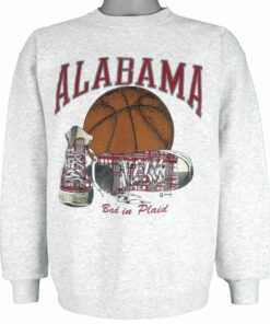 NCAA Alabama Crimson Tide Bad In Plaid Crew Neck Sweatshirt 1990s Vintage Style Hoodie Shirt Reprinted Full Size Gifts for Fans