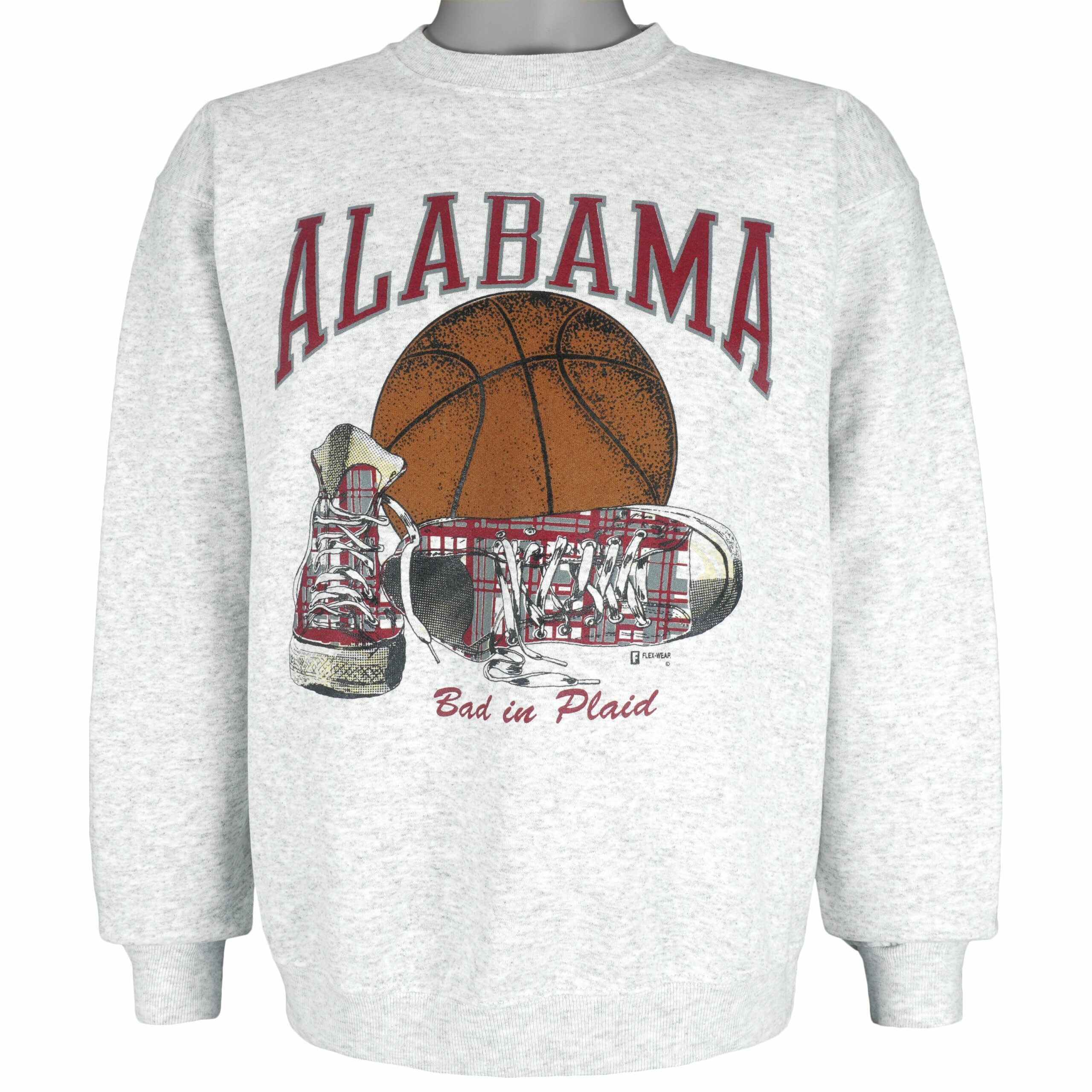 NCAA Alabama Crimson Tide Bad In Plaid Crew Neck Sweatshirt 1990s Vintage Style Hoodie Shirt Reprinted Full Size Gifts for Fans