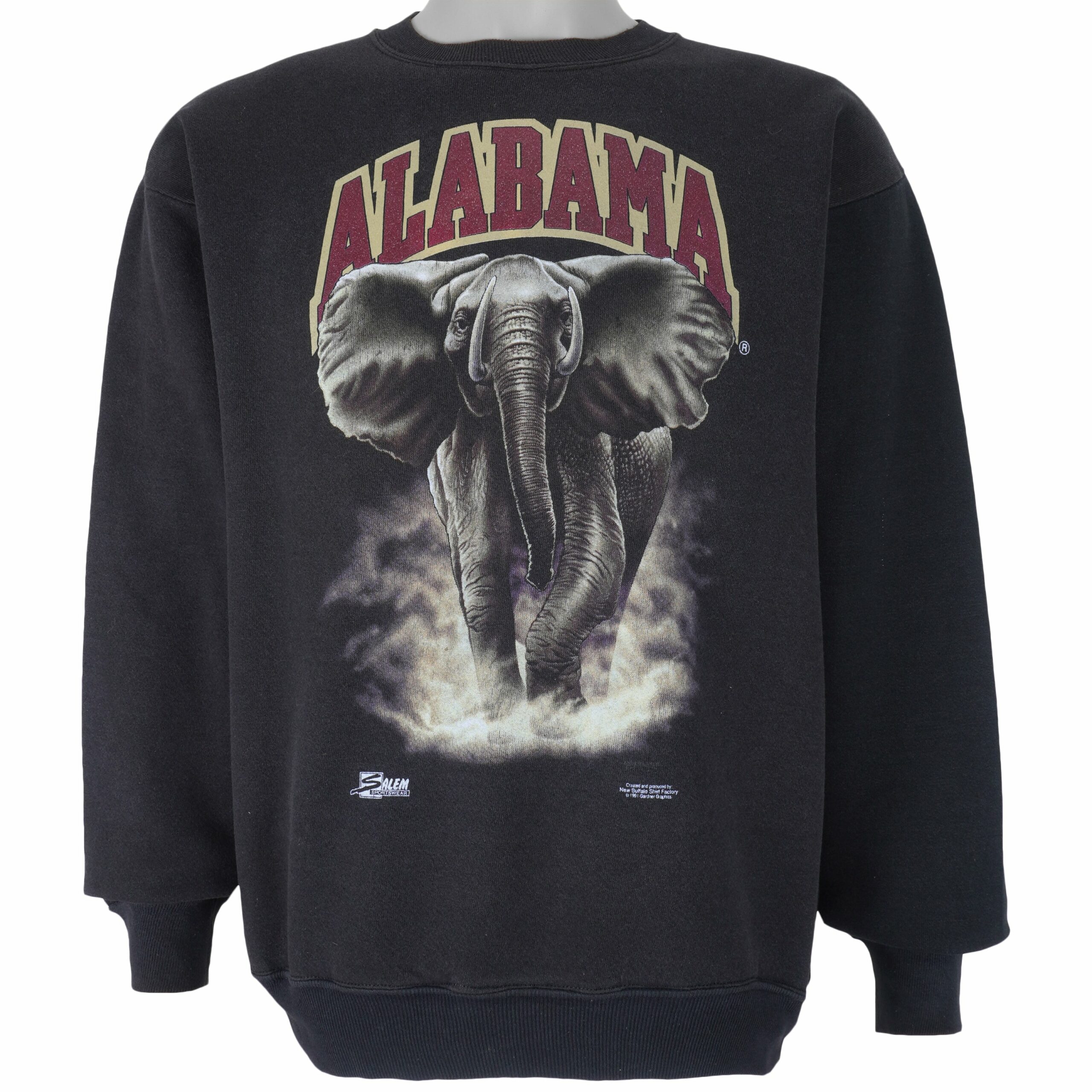 NCAA Alabama Crimson Tide Crew Neck Sweatshirt 1990s Vintage Style Hoodie Shirt Reprinted Full Size Gifts for Fans