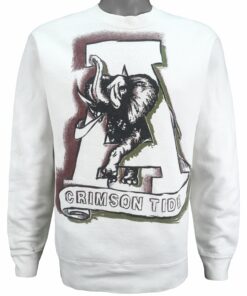 NCAA Alabama Crimson Tide Spell-Out Crew Neck Sweatshirt 1990s Vintage Style Hoodie Shirt Reprinted Full Size Gifts for Fans
